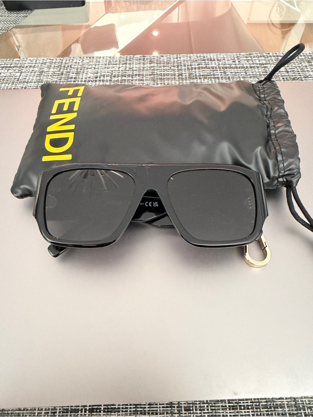 Fendi Black Men's Oversized Rectangle Sunglasses